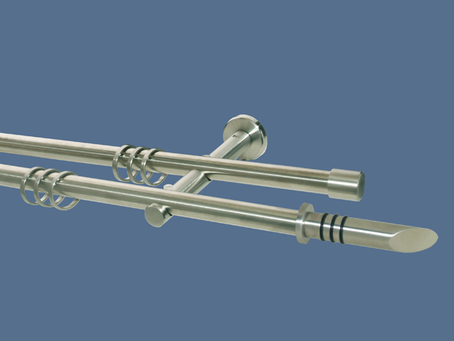 Gardinenstange Edelstahl Rundrohr 16mm Marbella doppelläufig