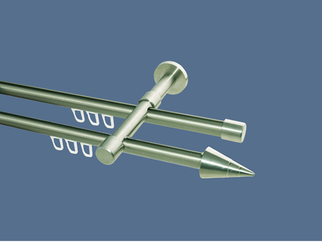 1369_0 Gardinenstange Innenlaufsystem Edelstahl 16 mm Rillenkegel dppl.