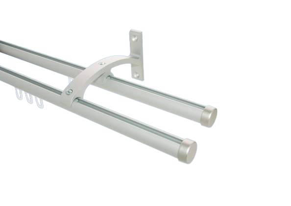 Gardinenstange Aluminium Silber Kappe 2lfg