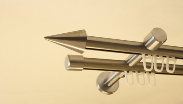 Gardinenstange Innenlauf 16mm Edelstahl Design Kegel doppell.