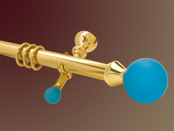 Gardinenstange Messing massiv glanz 35mm Glas Modell Blue Ball